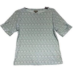 Style & Co 0X Minty Turquoise Elbow Sleeve Tee Shirt 60% Cotton 40% Polyester